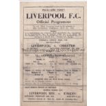 LIVERPOOL - CHESTER 43/4 Liverpool home programme v Chester, 19/2/44, War Cup Qualifier, pencil