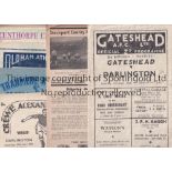DARLINGTON Ten away programmes from season 1950/1 v. Crewe, Stockport, Gateshead, creased, Tranmere,