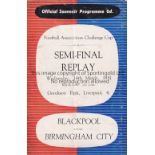 1951 CUP SEMI-FINAL Programme for Cup Semi-Final replay, Blackpool v Birmingham, 14/3/51 at Everton.