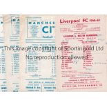 RESERVES Five single sheet Reserve team programmes, Liverpool v Bolton 68/9 and v Coventry 69/70 (