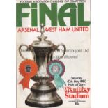1980 FA CUP FINAL Programme West Ham United v Arsenal, signed to the centre pages by the entire West