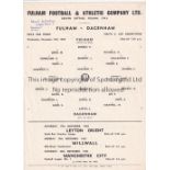 FULHAM 62 Single sheet Fulham home programme v Dagenham, 14/11/62, Youth Cup, Rodney Marsh, Earle