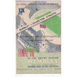 1947 CUP FINAL Official programme, 1947 Cup Final, Burnley v Charlton, staples removed, slight fold,