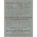 AT BROMLEY 1924 Bromley programme, Athenian League v Isthmian League, 18/10/1924 at Bromley. Four
