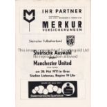 STEIR -- MAN UTD 71 Large format Steirische Auswahl v Manchester United programme, 28/5/71 in