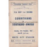 CORINTHIANS - SOUTHEND 1937 Corinthians home programme v Southend United, 27/11/1937, FA Cup Round