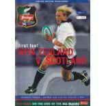 SCOTLAND RUGBY Five programmes for tours to New Zealand v. All Blacks 13/6/1981 and 15/6/1996, v.