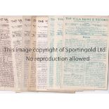 ASTON VILLA Fourteen Aston Villa home programmes all 4 Pagers - 1943/44 (4),1944/45 (5),1945/46 (