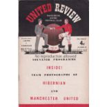 MAN UNITED / HIBS Programme Manchester United v Hibernian Friendly 29/3/1951. Light vertical fold,