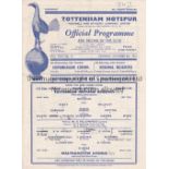 TOTTENHAM HOTPSUR Single sheet programme for the home London Challenge Cup match v Walthamstow