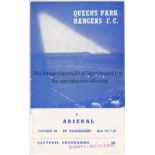 QPR - ARSENAL 53 QPR home programme v Arsenal, 5/10/53, floodlight friendly. Good