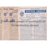 LEYTON ORIENT Five Leyton Orient home programmes, 1951-55, four v Non-League teams in the FA Cup,