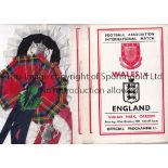 WALES / ENGLAND / SCOTLAND Three rosettes, one from each team from the 1950 plus 3 programmes at