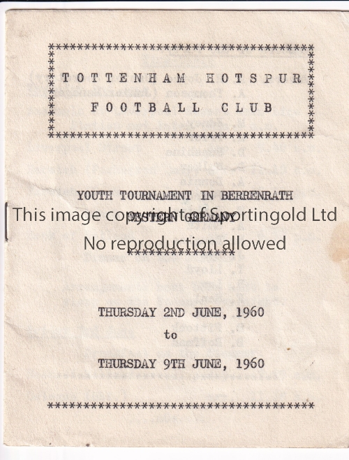 TOTTENHAM Small booklet "History of the Tottenham Football Charity Cup", Eight page booklet