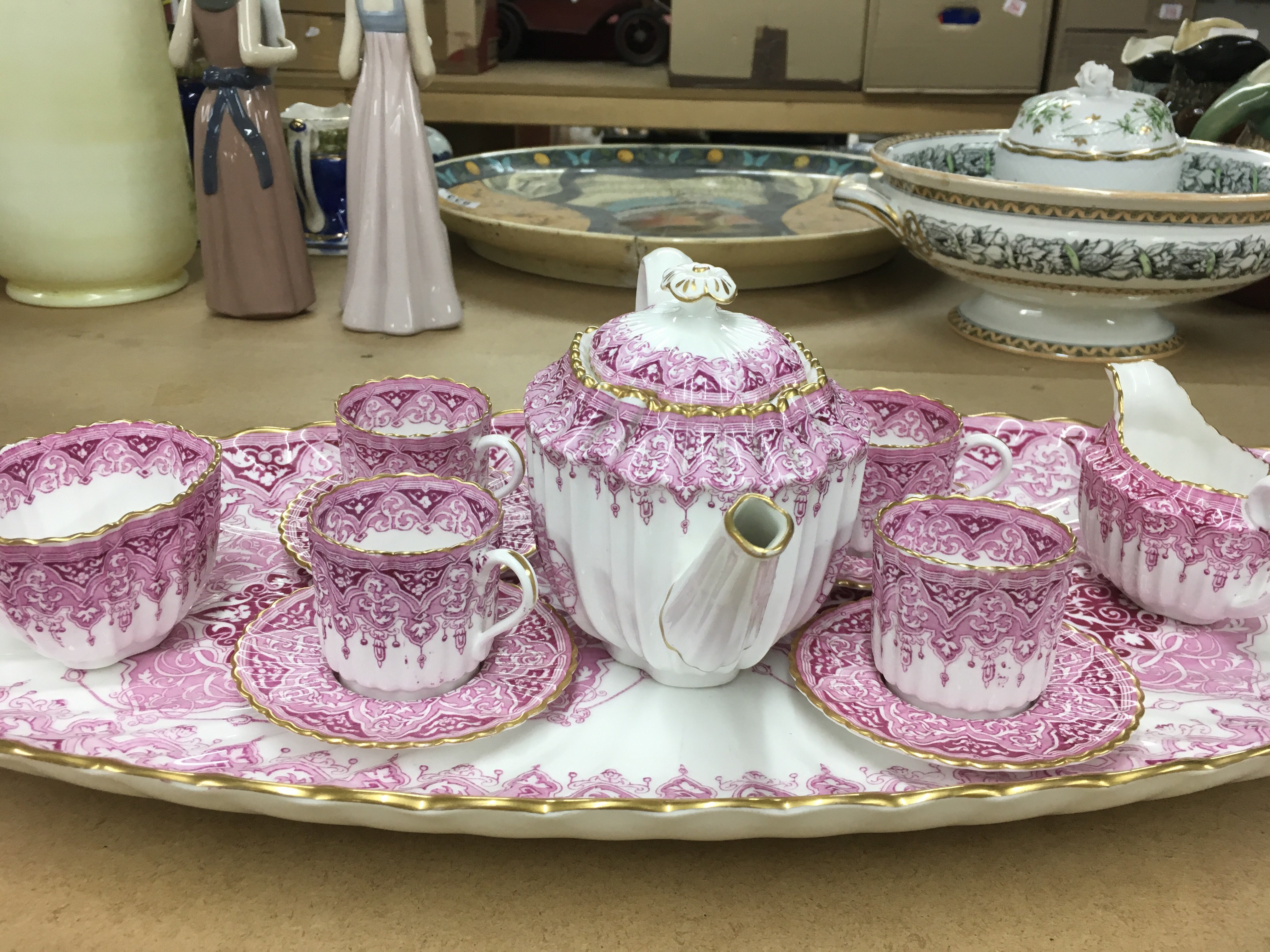 A Copeland tea set comprising tray teapot four cups and saucers milk jug and sugar bowl - Image 2 of 2