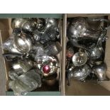 Two boxes of silver plate including a teaset
