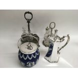 A silver plated coffee pot form of waisted shape,