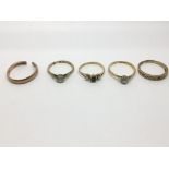 Five gold rings, a/f. Approx 9.95g