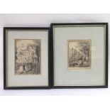 Two framed pencil sketches, views of London by Edward Prust, approx 24.5cm x 28.5cm and 20cm x