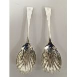 A pair of Sheffield silver salads servers with dec