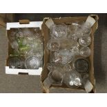 Two boxes of cut glass items including drinking gl