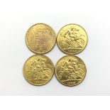 Four half sovereigns comprising Victorian half sov