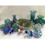A collection of Murano and Mdina glass including p