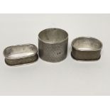 Three silver napkin rings Birmingham hallmarks. (3