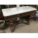 A Victorian marble top wash stand, approx 106cm x