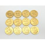 A collection of twelve sovereigns, years ranging f