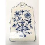 A Meissen blue and white rectangular plaque with t
