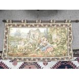 A pair of wall hanging tapestry’s depicting classical scenes.