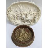 A relief carved plaster plaque depicting a Roman s