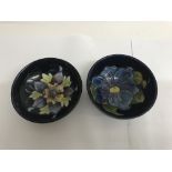 Two moorcroft bowls decorated with columbine 11 cm