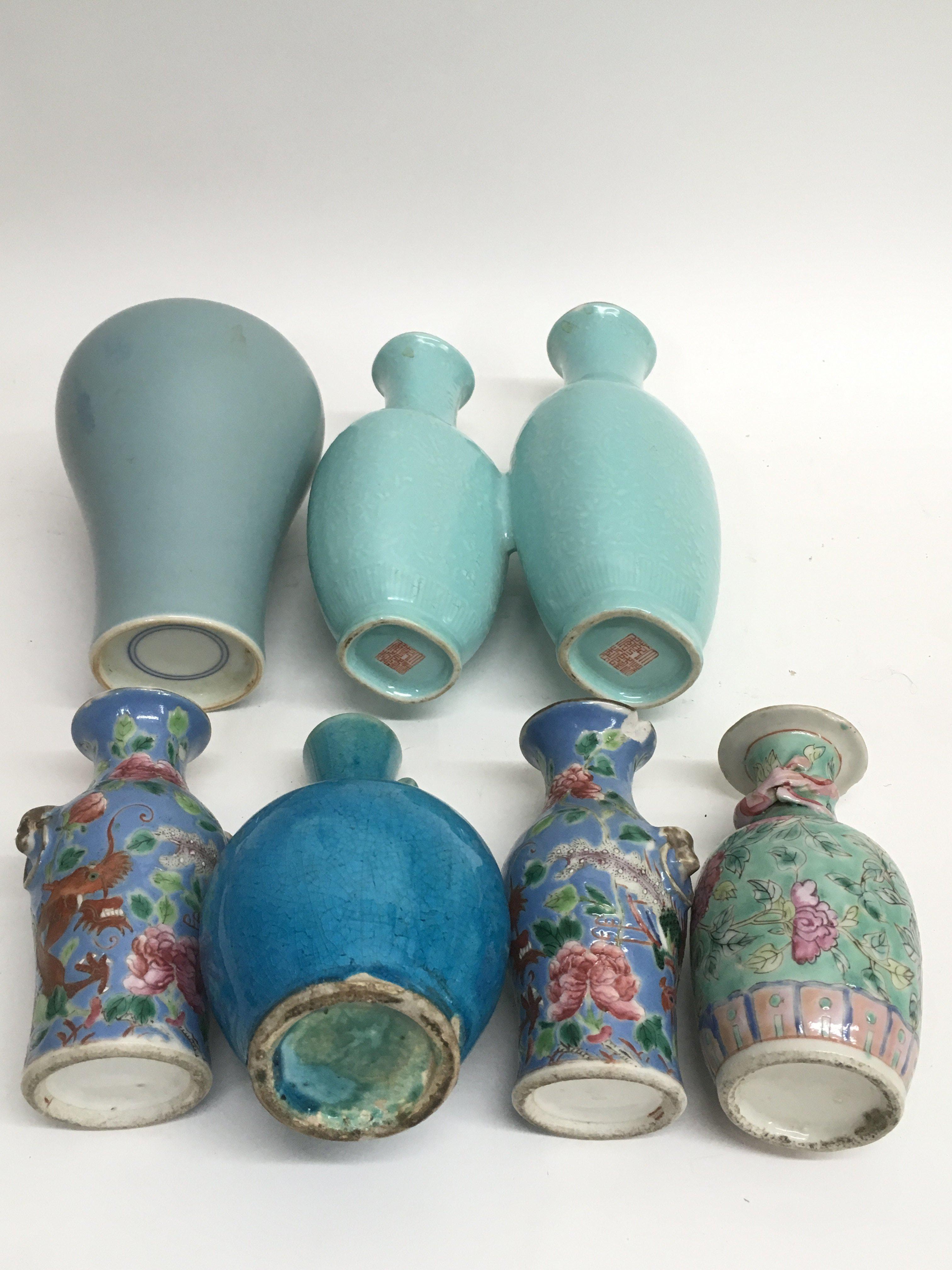 Six Chinese vase including a double vase example h - Image 2 of 2