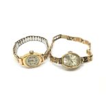 A ladies 18ct gold cased watch and a ladies 9ct go