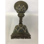 A Victorian Lambeth Doulton and brass oil lamp bas