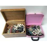 Two boxes of costume jewellery to comprise of a large quantity of bracelets and belts.