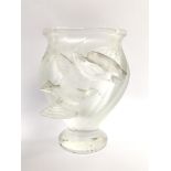 A Lalique glass vase decorated to the front with t