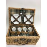 A modern wicker basket picnic set