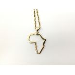 A 9ct gold chain with attached pendant in the form