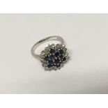 An 18carat white gold ring set with blue sapphire