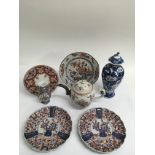 An 18th Chinese porcelain export teapot, a blue an