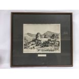 A framed etching dry point by Sir Lionel Arthur Lindsay (1874-1961), approx 51cm x 45cm.