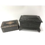 A Victorian carved wooden box and a Victorian ebon