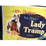 A large Walt Disney Film Poster Lady and the tramp