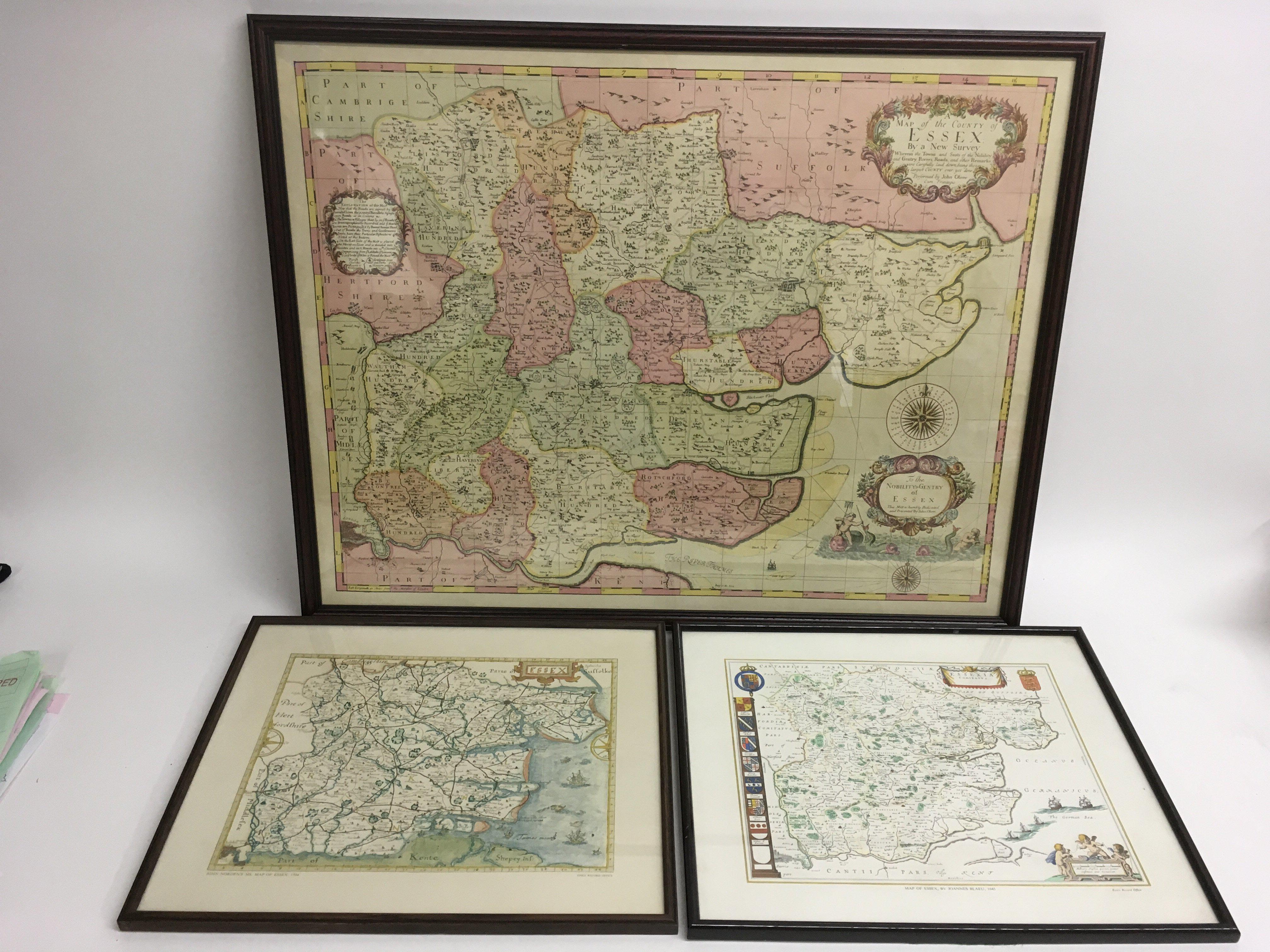 Three modern maps including a map of Essex after J