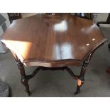 An Edwardian octagonal shape table with undershelf