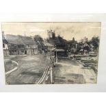 A large framed charcoal sketch by Thomas J Coates