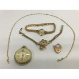 A small collection of gold and gold tone jewellery
